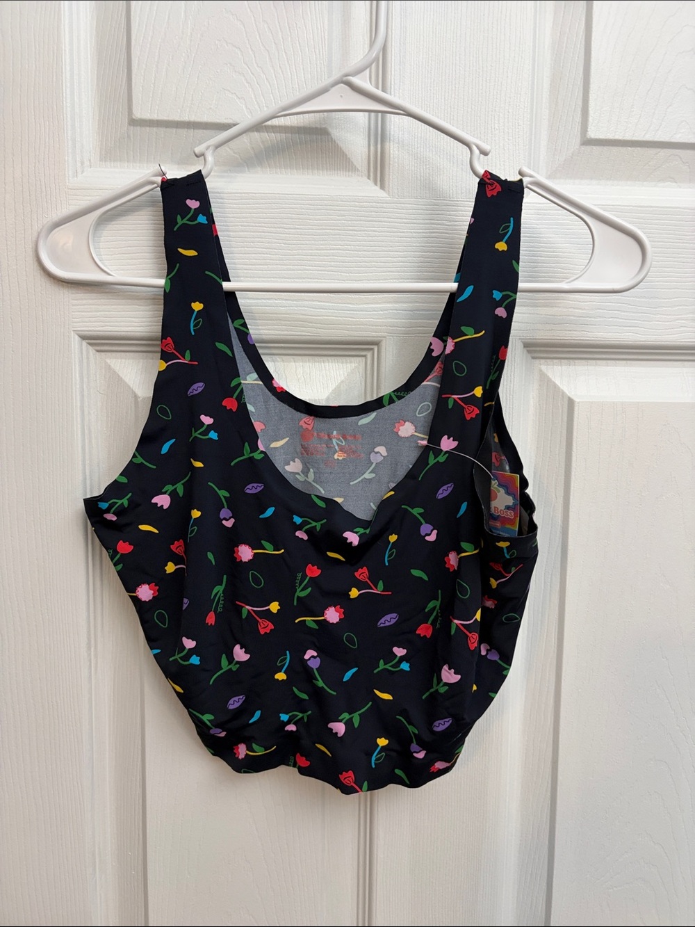 Women's Floral Scoop Neck Bralette - Black Multi